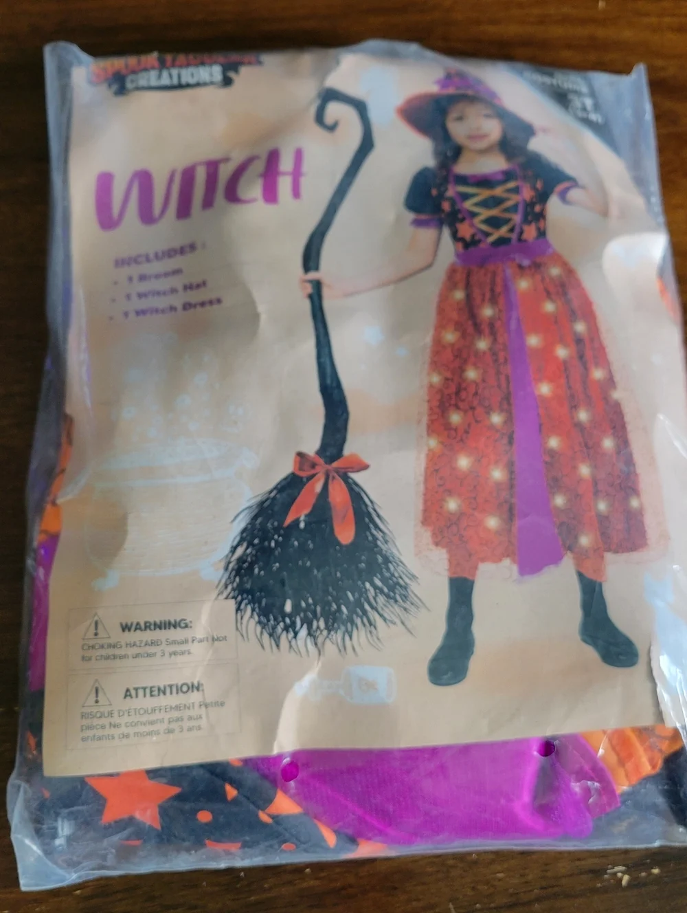 Witch Costume Toddler 3T Light Up Tutu Dress Hat Broom Halloween Outfit Cute - Picture 12 of 12
